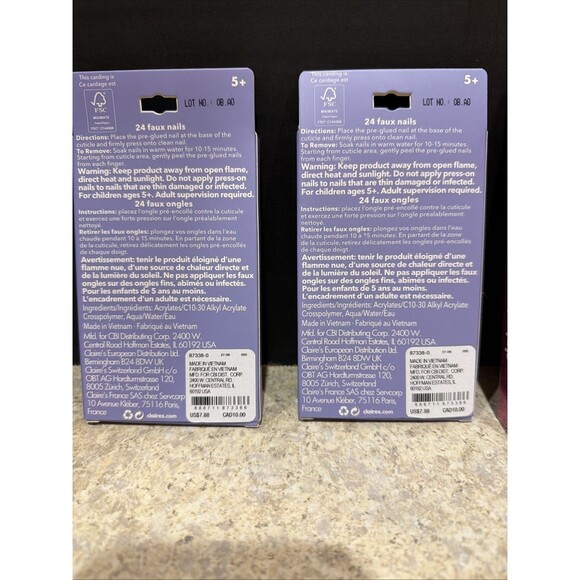 Bundle Value Set Of 4 Claire's 24 Faux Nails (2 Designs) - Picture 4 of 5
